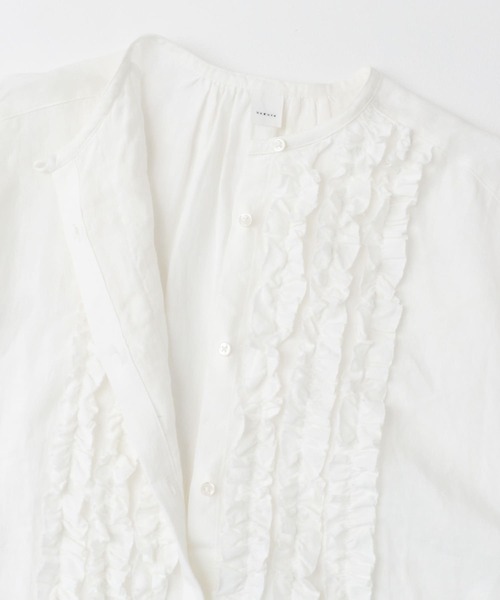 かぐれ（カグレ）の「リネンフリルフレンチワイドシャツ（シャツ