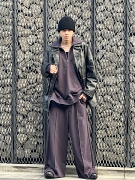 UNISEX》Hand Rub-Off Buffalo Leather Dress-Over Double Short Coat