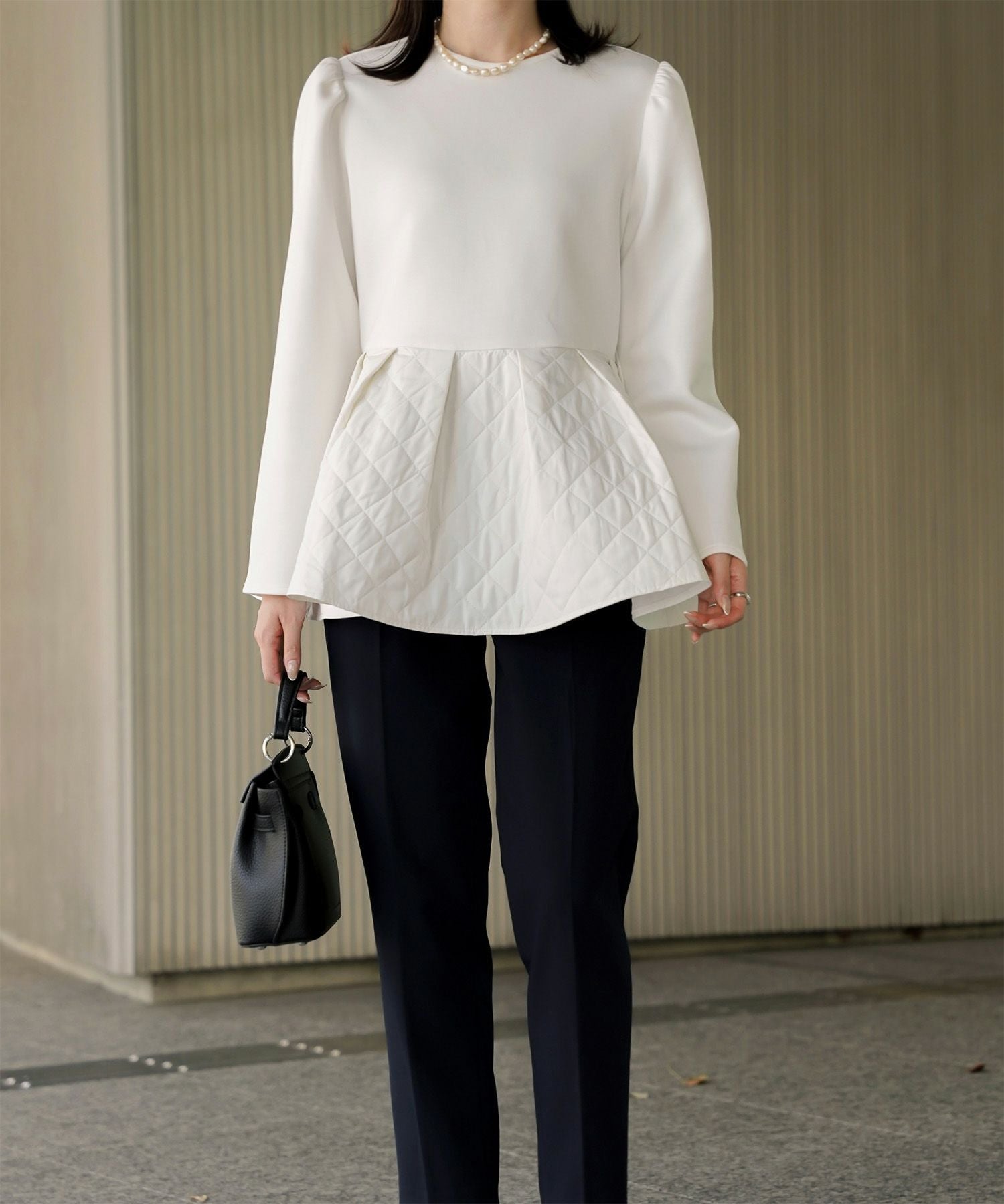 キルティング ペプラム トップス HUIT 全2色｜hit841-0314【1】 - 長袖