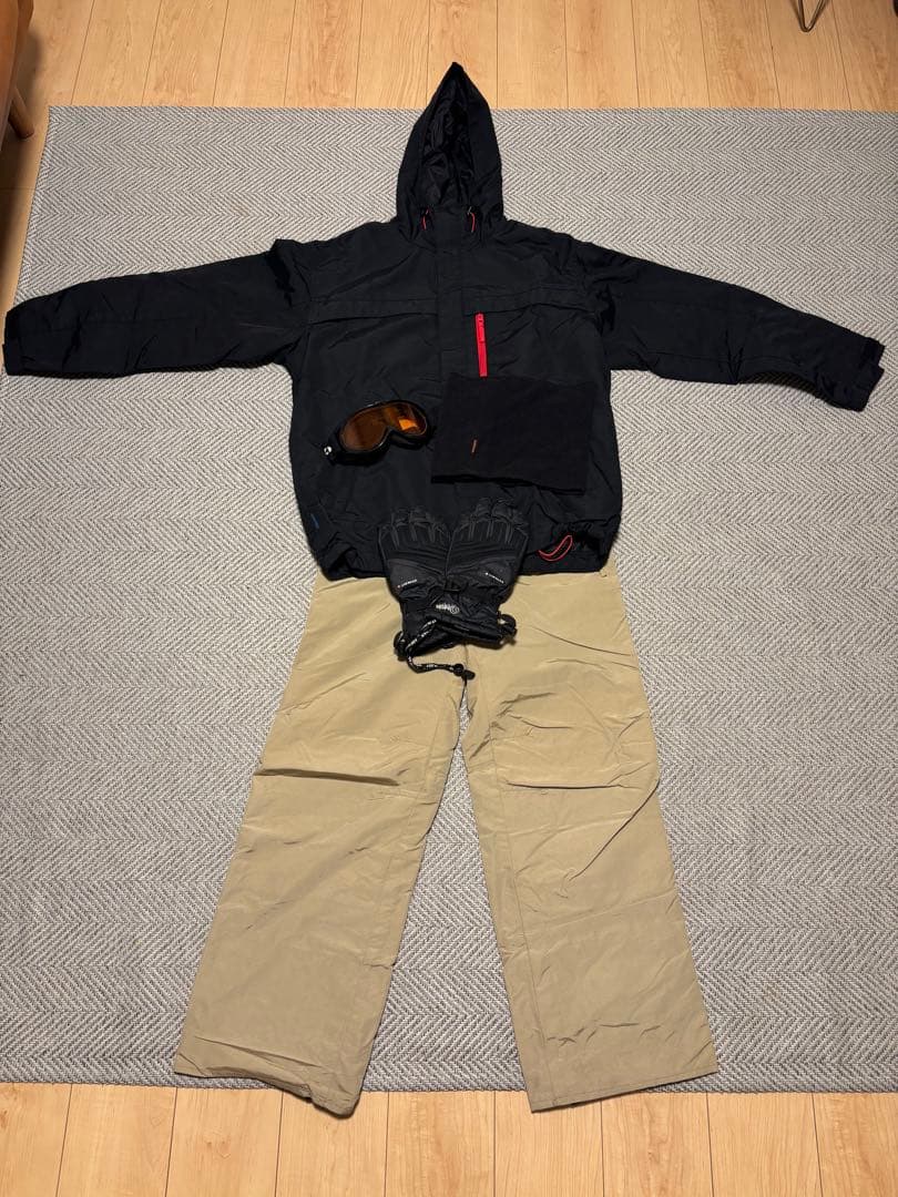 スノーボードウェアセット（黒ジャケット・ベージュパンツ・ゴーグル・グローブ） 楽天市場】スノーボードウェア スキーウェア パンツ メンズ レディース