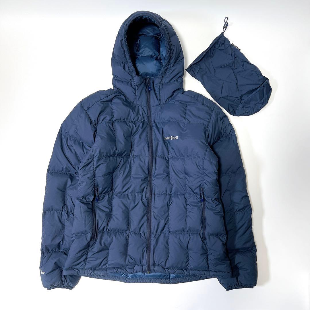 美品》モンベル ネージュダウンパーカ ドローコード ネイビー メンズL