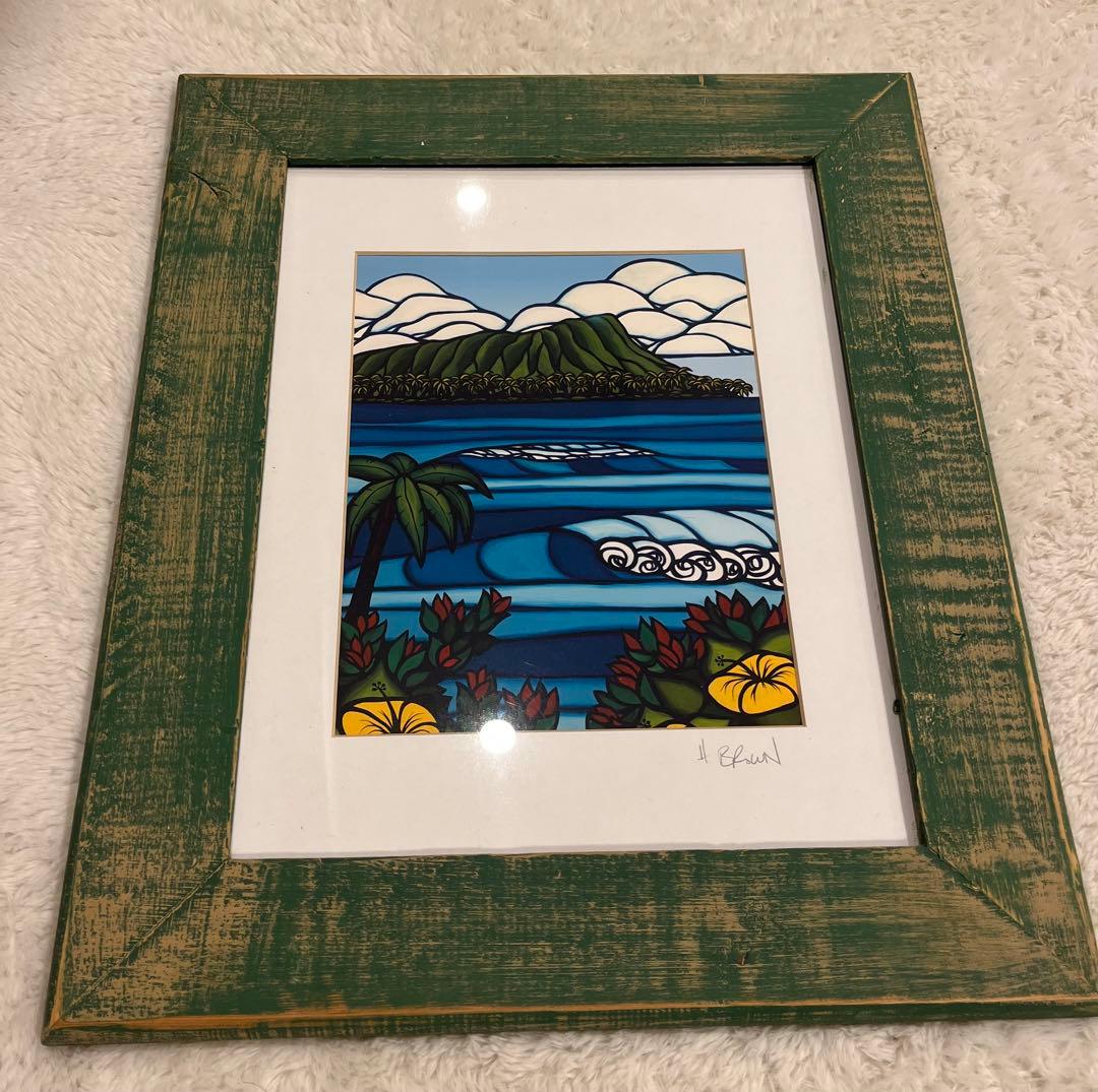 ヘザーブラウン　絵　アート　純正額付き　② Mサイズ Heather Brown Art Japan ヘザーブラウン Tropical Paradise Print