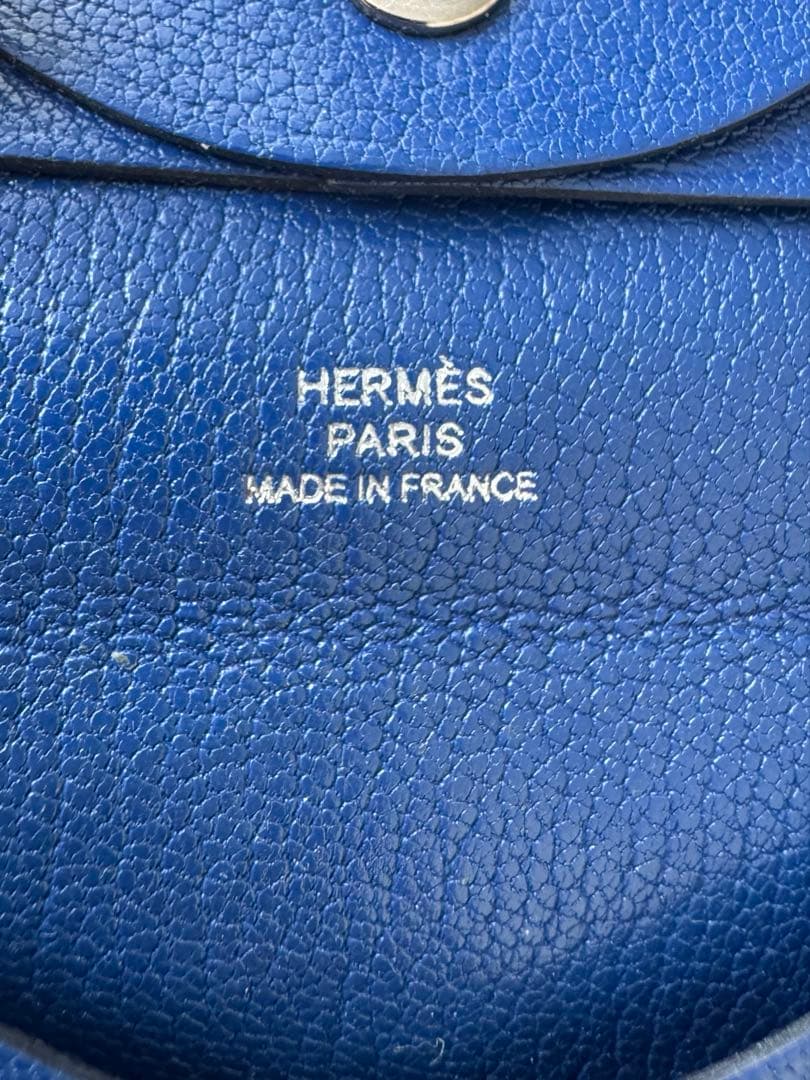 HERMES ケース　レザー ブルー エルメス HERMES カルヴィ カードケース 名刺入れ カードホルダー パス