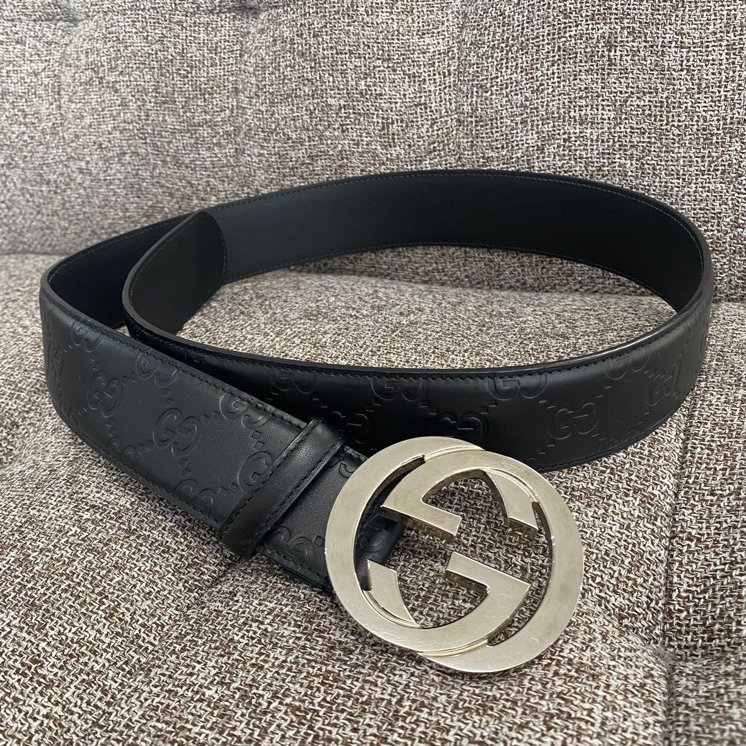 GUCCI グッチ インターロッキングG ベルト ブラック レザー D17 GUCCI（グッチ） ベルト GGレザー グッチシマ インターロッキングG