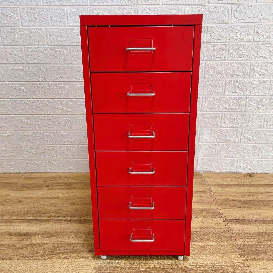 美品】IKEA ヘルメル引き出しユニット キャスター付き レッド